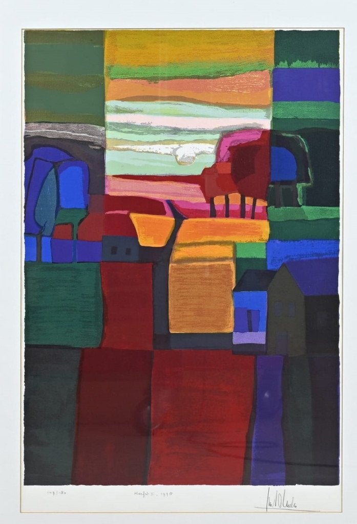 +Ton Schulten (1938) Zeefdruk "Herfst I " Ges Gen Ged Titel, Ophalen of Verzenden, Dieren en Natuur, Gesigneerd, Zeefdruk
