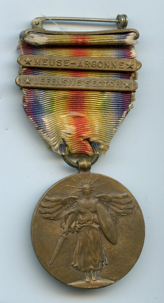 WO1 US Victory Medal met 2 Clasps, Verzenden, Landmacht, Amerika, Lintje, Medaille of Wings