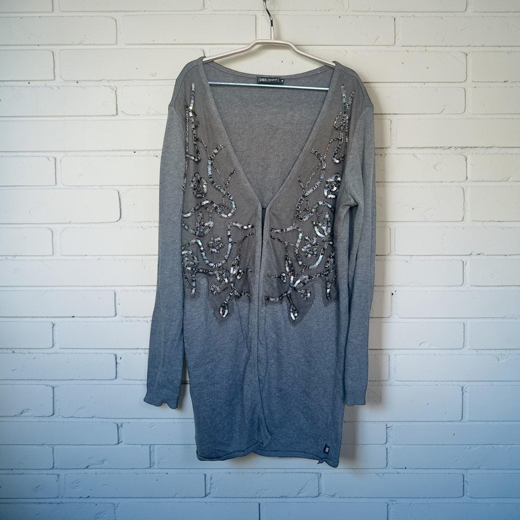 Didi Vest Maat XL Grijs Gebreid Pailletten Lang Sjiek, Kleding | Dames, D, Maat 46/48 (XL) of groter, Ophalen of Verzenden, Grijs