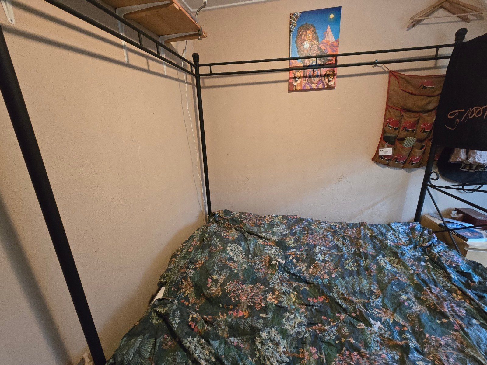Hemelbed 140x200 cm in goede staat (excl. matras), Huis en Inrichting, Slaapkamer | Bedden, Zwart, Tweepersoons, Zo goed als nieuw