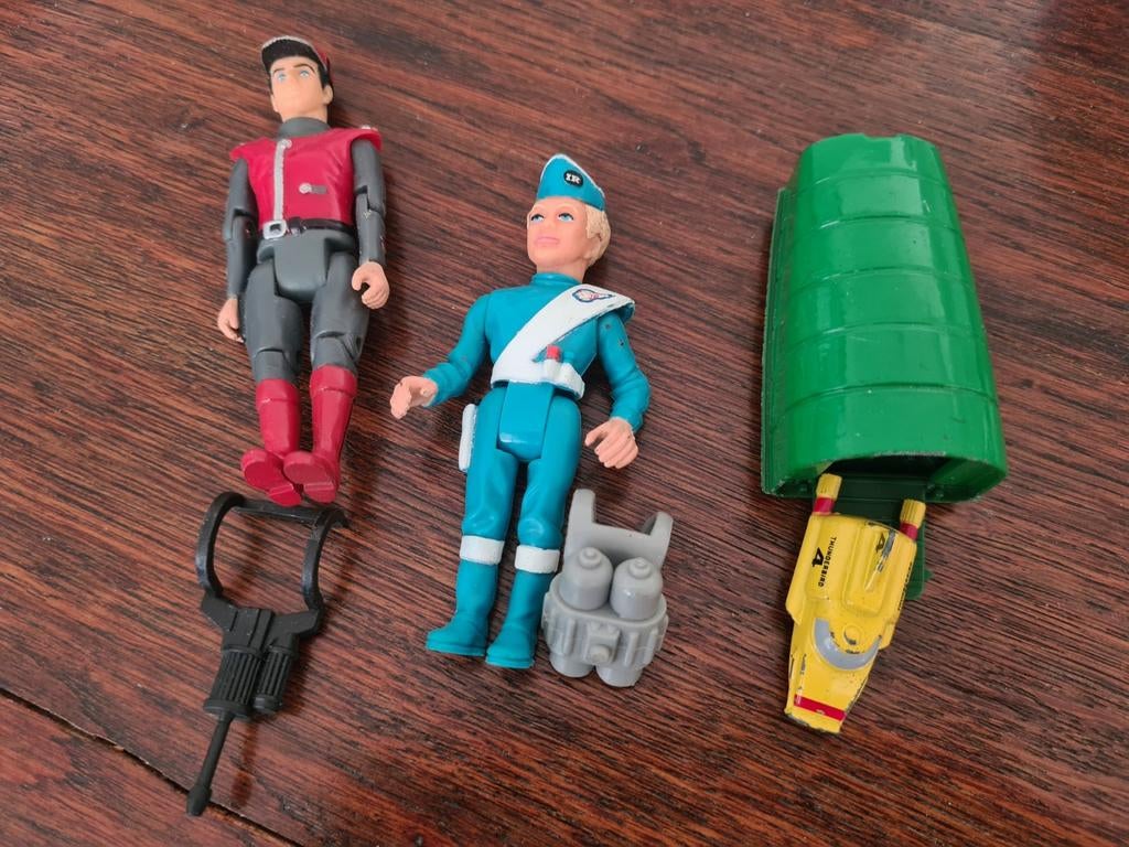 Vintage Thunderbirds Figuren en Voertuig, Kinderen en Baby's, Speelgoed | Actiefiguren, Ophalen of Verzenden, Gebruikt
