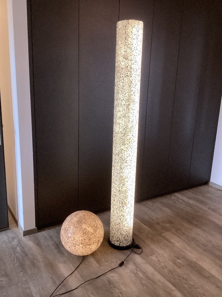 Twee prachtige vloerlampen van Villa Flor van gerecycled gla, Ophalen, Gebruikt, Glas, 150 tot 200 cm