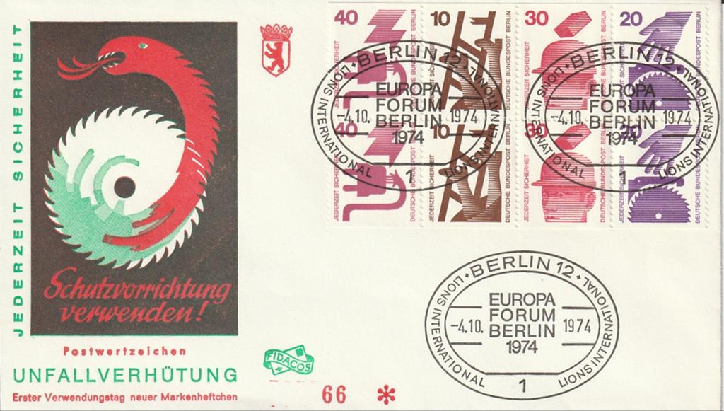 Set 29x FDC Berlijn 1974 Unfallverhütung, Ophalen of Verzenden, Onbeschreven, Europa