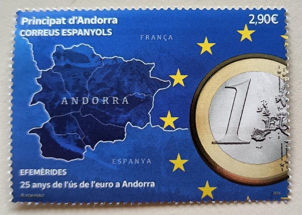 Sp. Andorra 2024 25 j invoering euro, Ophalen of Verzenden, Overige landen, Postfris