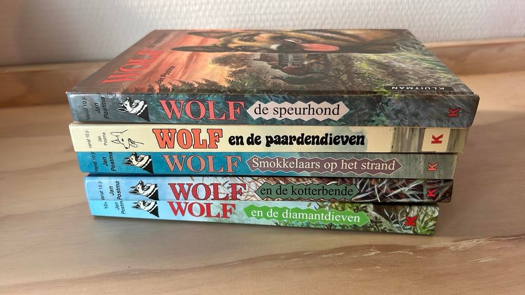 5 Wolf de speurhond boeken van Jan Postma, Ophalen of Verzenden, Zo goed als nieuw
