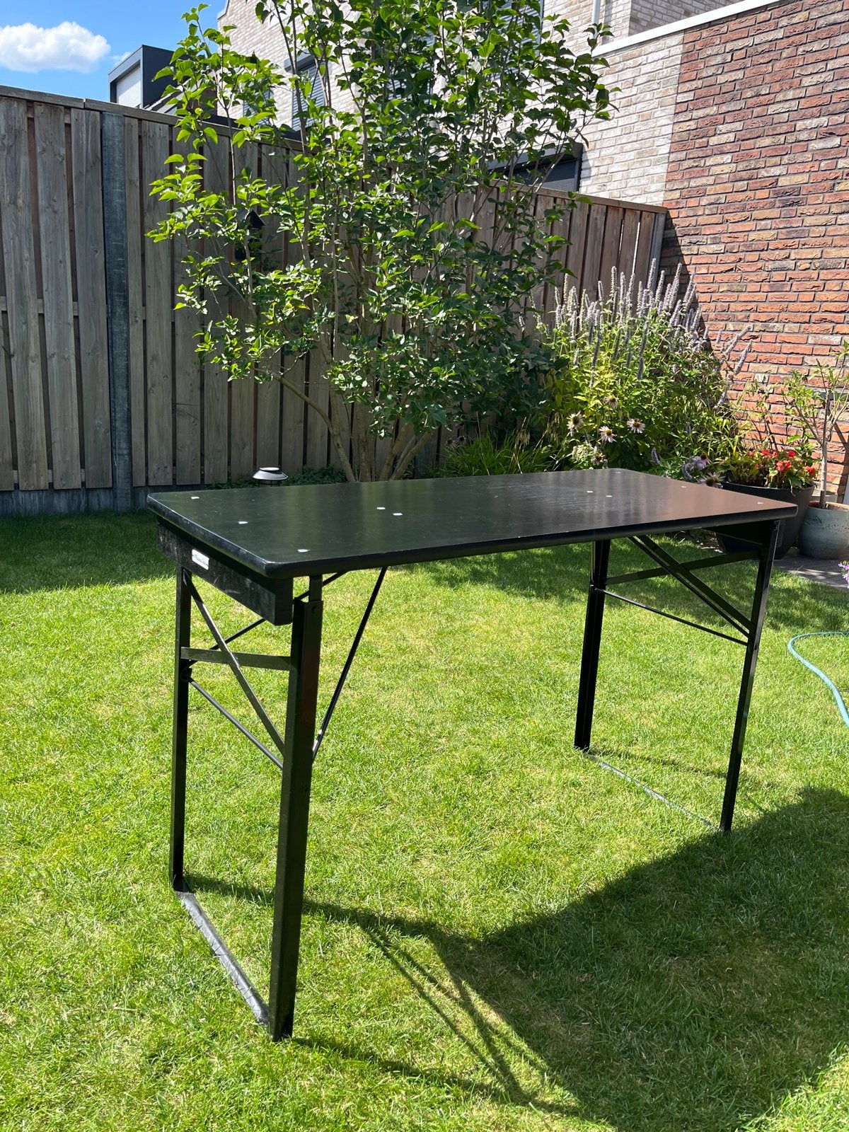 Maxima Vida inklapbare picnic tafel - Zwart, Tuin en Terras, Ophalen, Gebruikt, Rechthoekig, Metaal