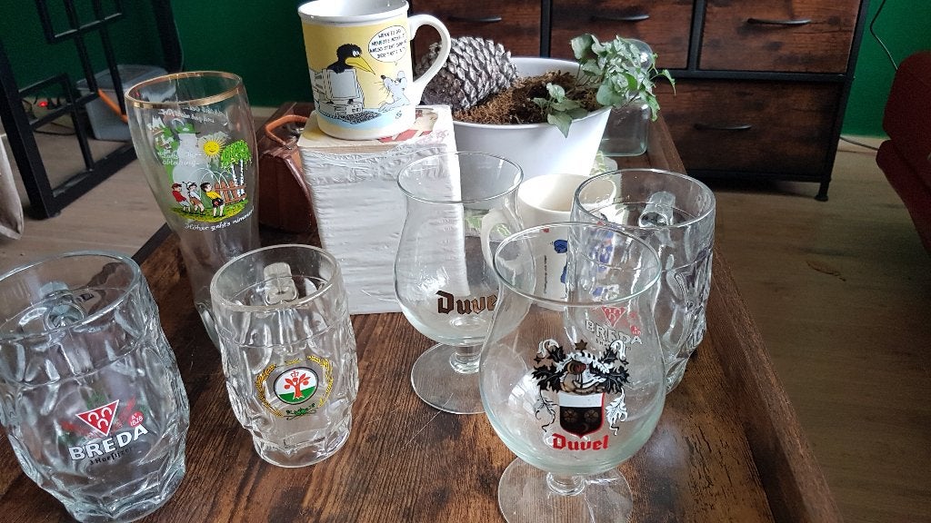 Vintage mok, Paddington*Uli Stein*BIERGLAZEN DUVEL,ENZ,ENZ, Huis en Inrichting, Keuken | Servies, Glas of Glazen, Gebruikt, Overige merken