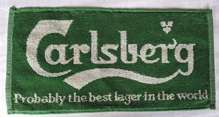 Carlsberg Barhanddoekje, Verzamelen, Ophalen of Verzenden, Gebruikt, Reclamebord, Plaat of Schild, Overige merken