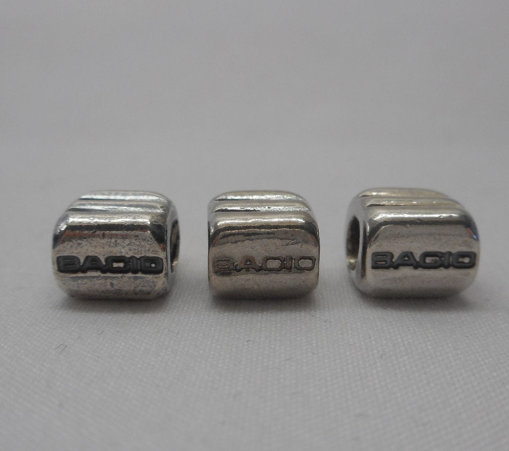 Zilveren Bacio bedel met zwarte steen nr.1289, Overige merken, Verzenden, Zo goed als nieuw, 1 bedel