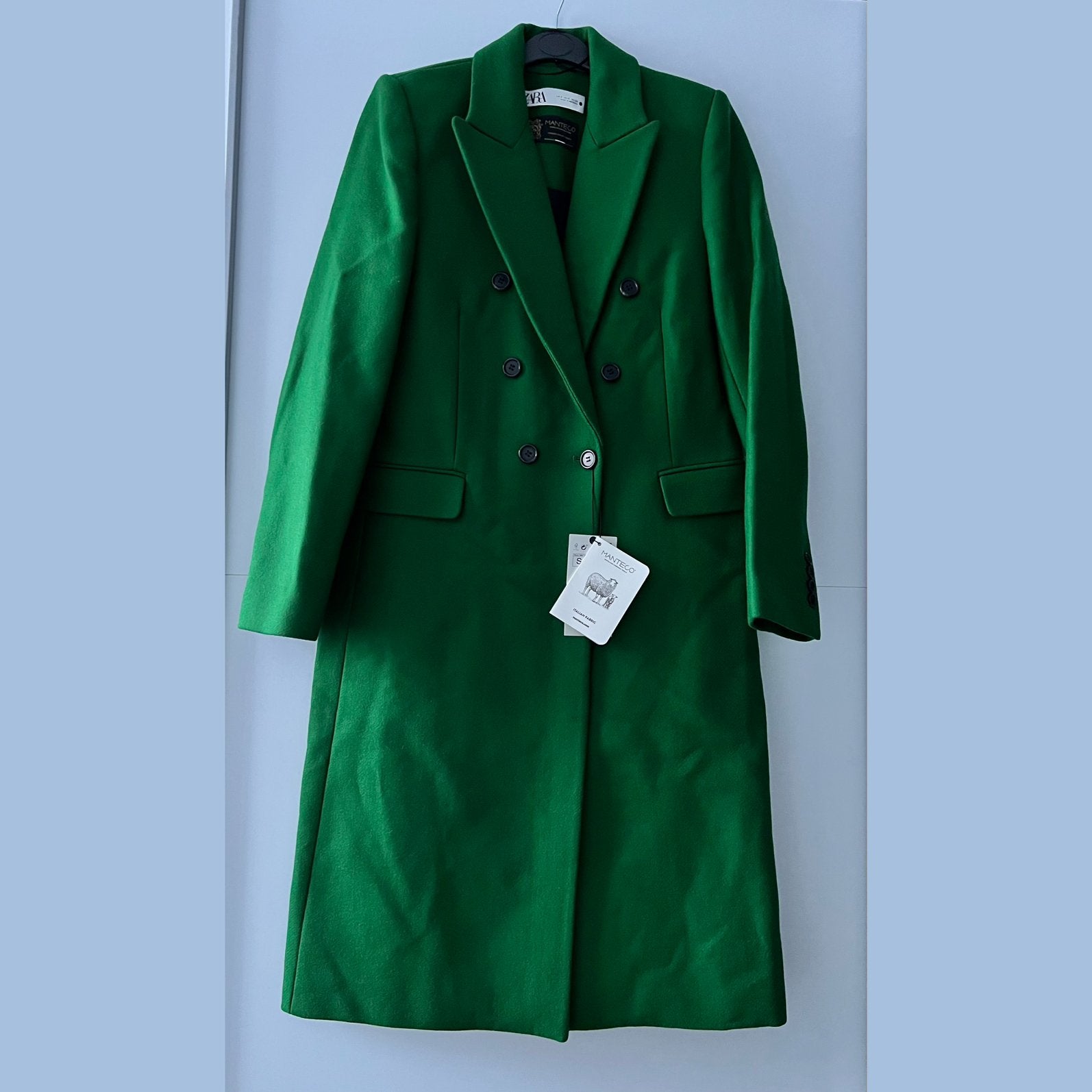 Zara groene Manteco wollen mantel - maat S - nieuw, Ophalen of Verzenden, Nieuw, Maat 36 (S), Groen