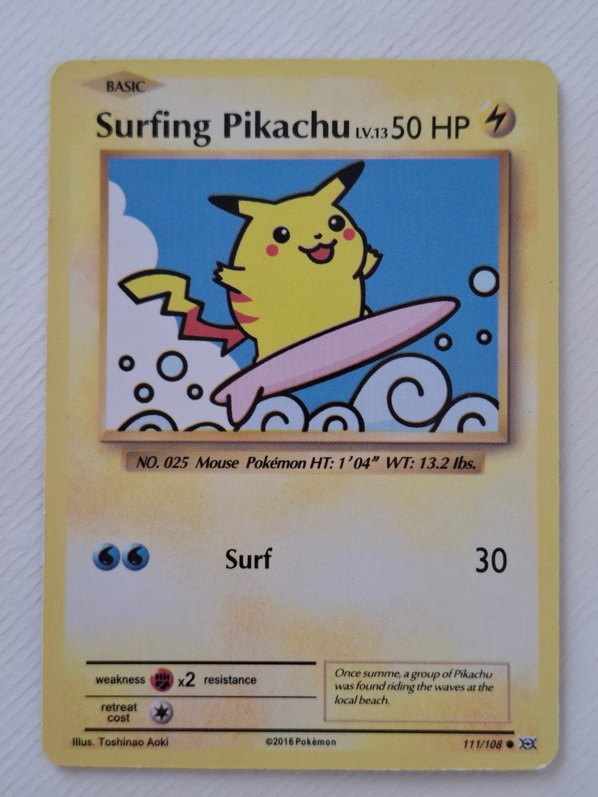 Surfing Pikachu Pokémon Kaart- secret rare, Ophalen of Verzenden, Zo goed als nieuw, Losse kaart