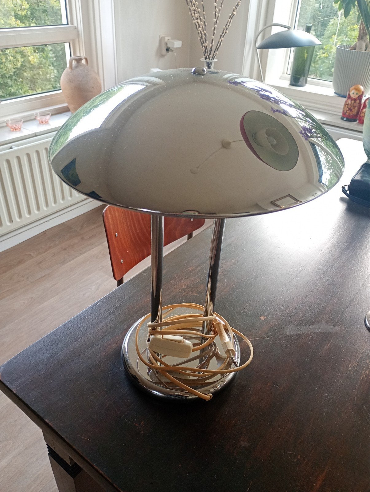 Vintage paddenstoel lamp Barad Ikea chroom, Huis en Inrichting, Lampen | Tafellampen, Gebruikt, Vintage, Verzenden, Paddenstoellamp