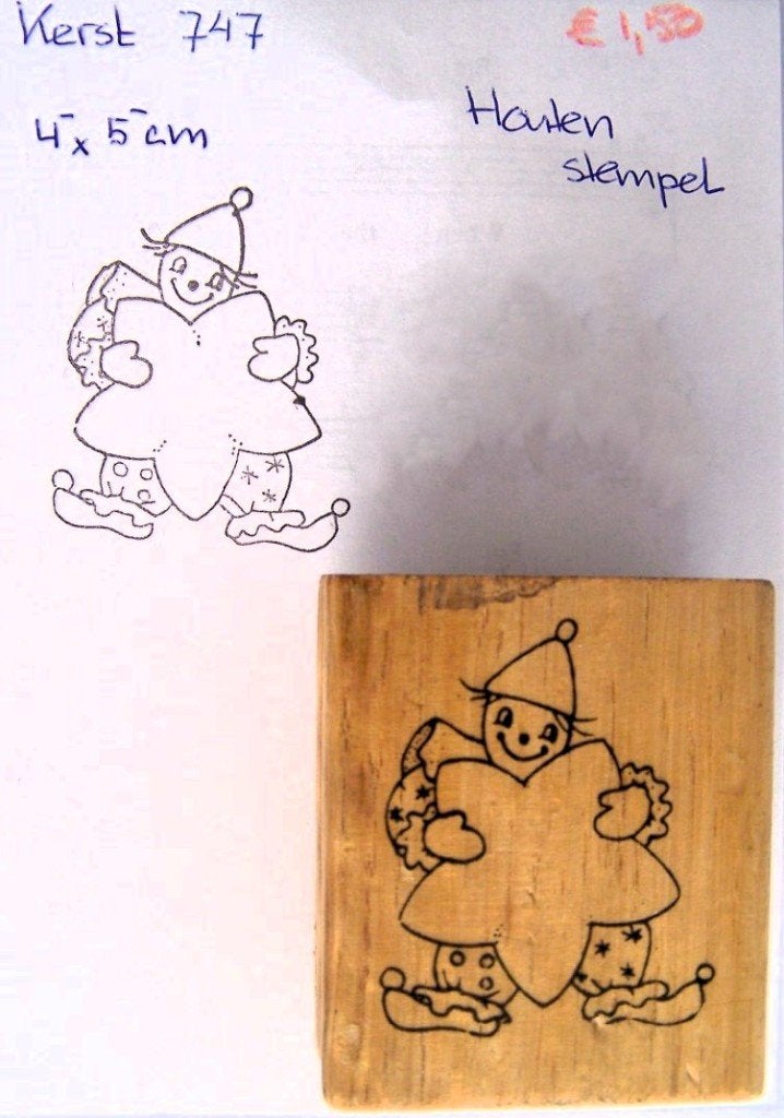 Kerst 747 Houten stempel, Hobby en Vrije tijd, Ophalen of Verzenden, Gebruikt, Houten stempel