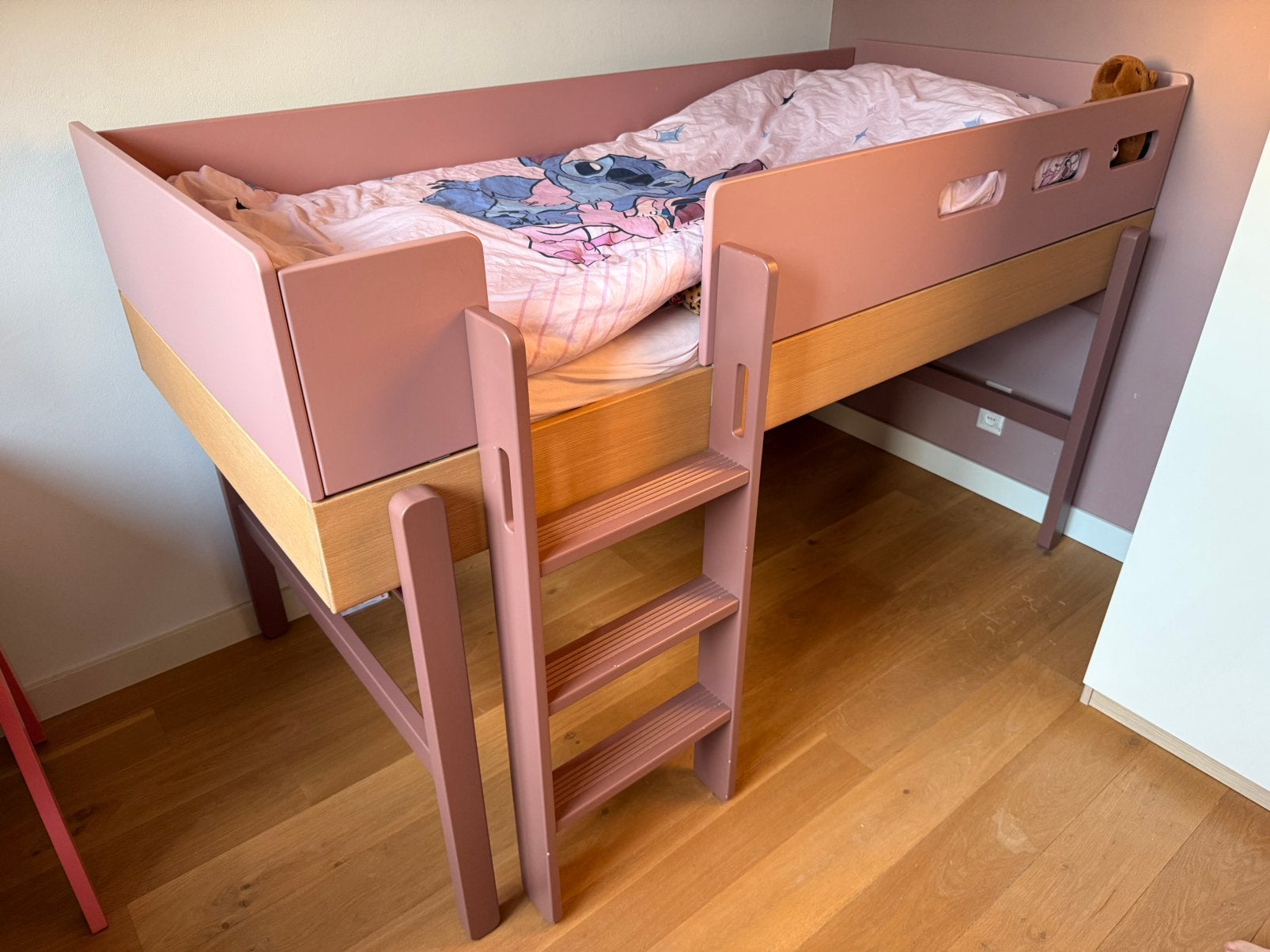 Flexa Hoogslaper 120cm met ladder en veiligheidsrek 90x200cm, Kinderen en Baby's, Ophalen of Verzenden, Gebruikt, Halfhoogslaper