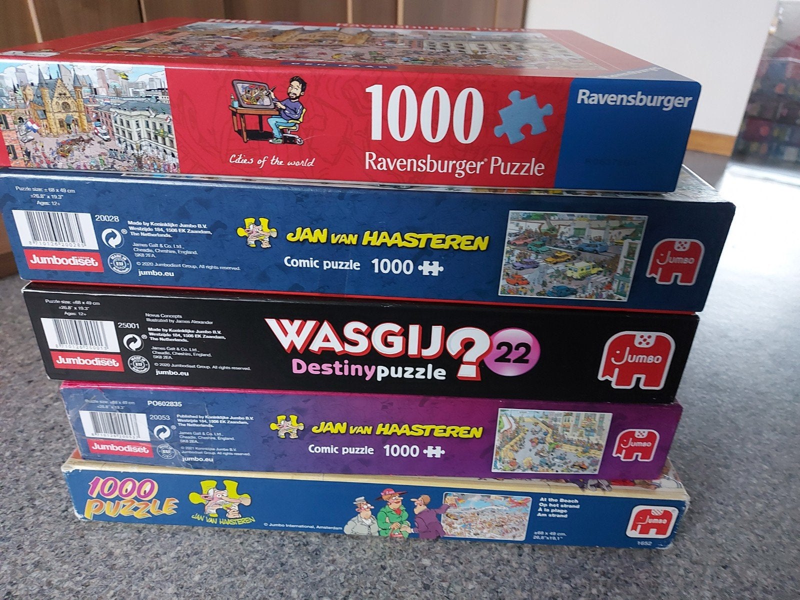 5 legpuzzels, Ophalen of Verzenden, 500 t/m 1500 stukjes, Zo goed als nieuw