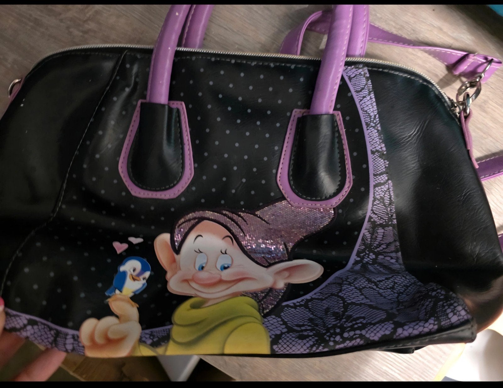 Leuke Disney Tas met Dopey van Sneeuwwitje, Ophalen of Verzenden, Gebruikt, Zwart, Handtas