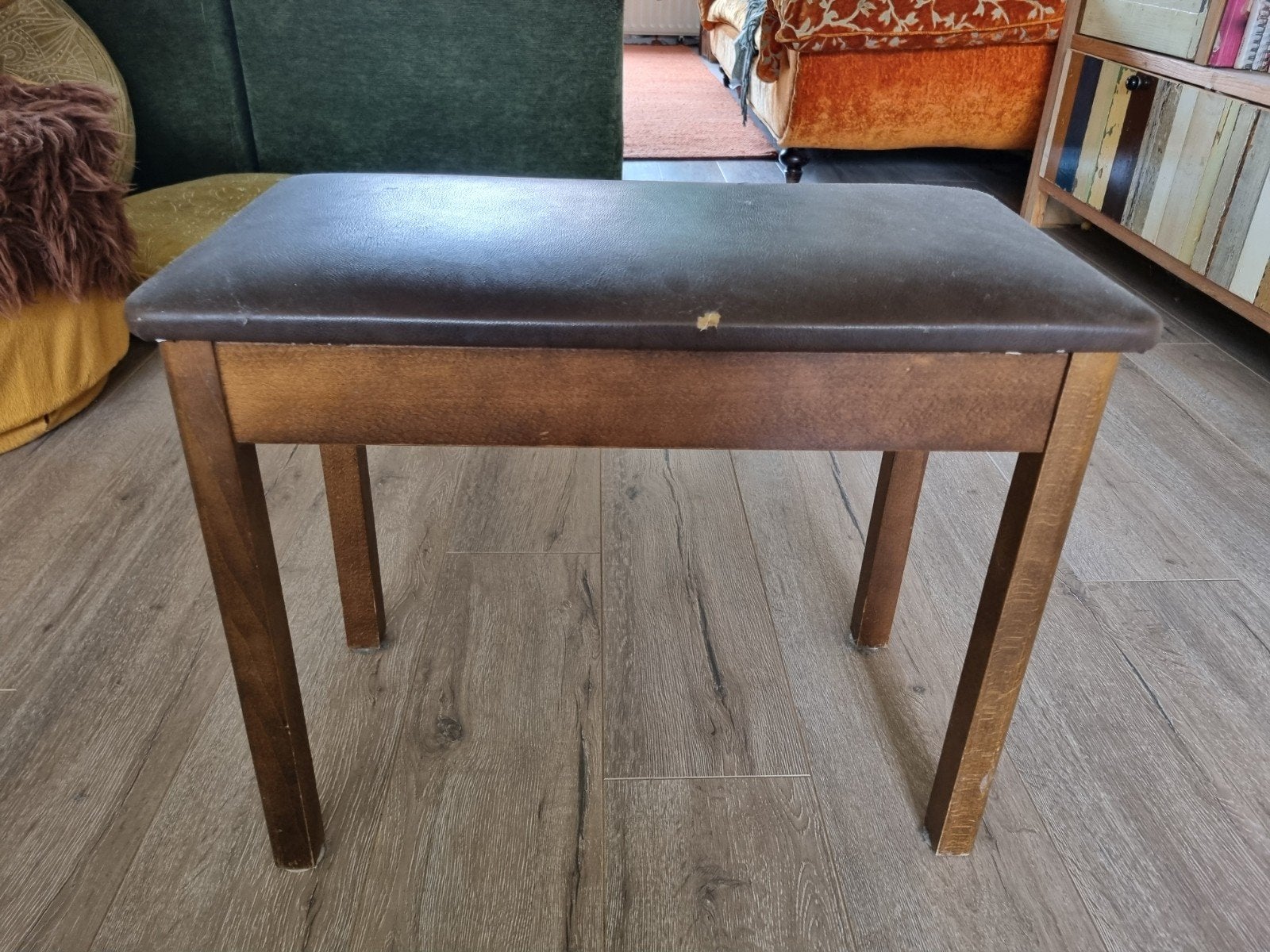 Vintage pianobank/kruk met opbergruimte - Gebruikt, Huis en Inrichting, Ophalen, Gebruikt, Bruin, Vintage