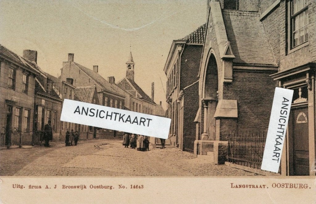 Ansichtkaart Oostburg - Langstraat - tulpkaart, Ophalen of Verzenden, Voor 1920, Noord-Brabant