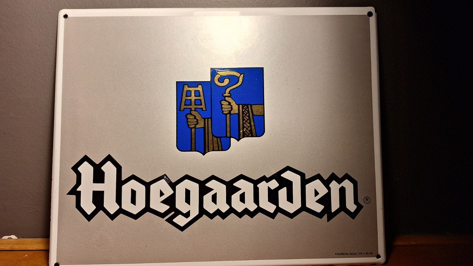 hoegaarden emaille bier reclame bord, Ophalen of Verzenden, Zo goed als nieuw, Reclamebord