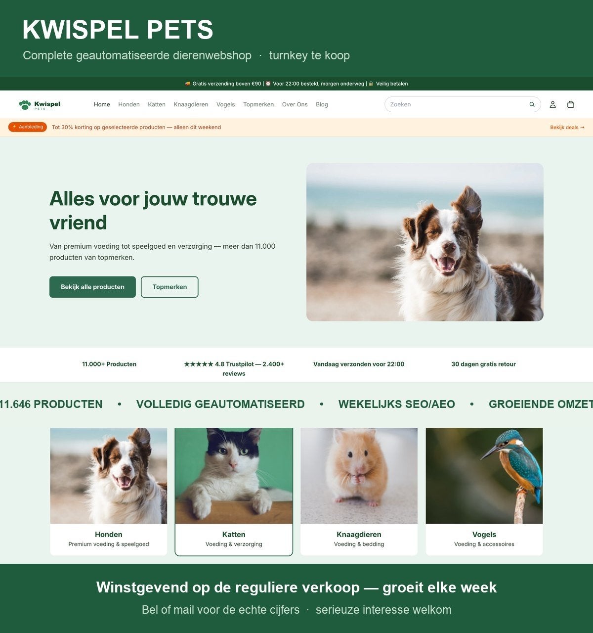 KWISPEL PETS: Geautomatiseerde Dierenwebshop Ter Overname, Zakelijke goederen, Exploitaties en Overnames
