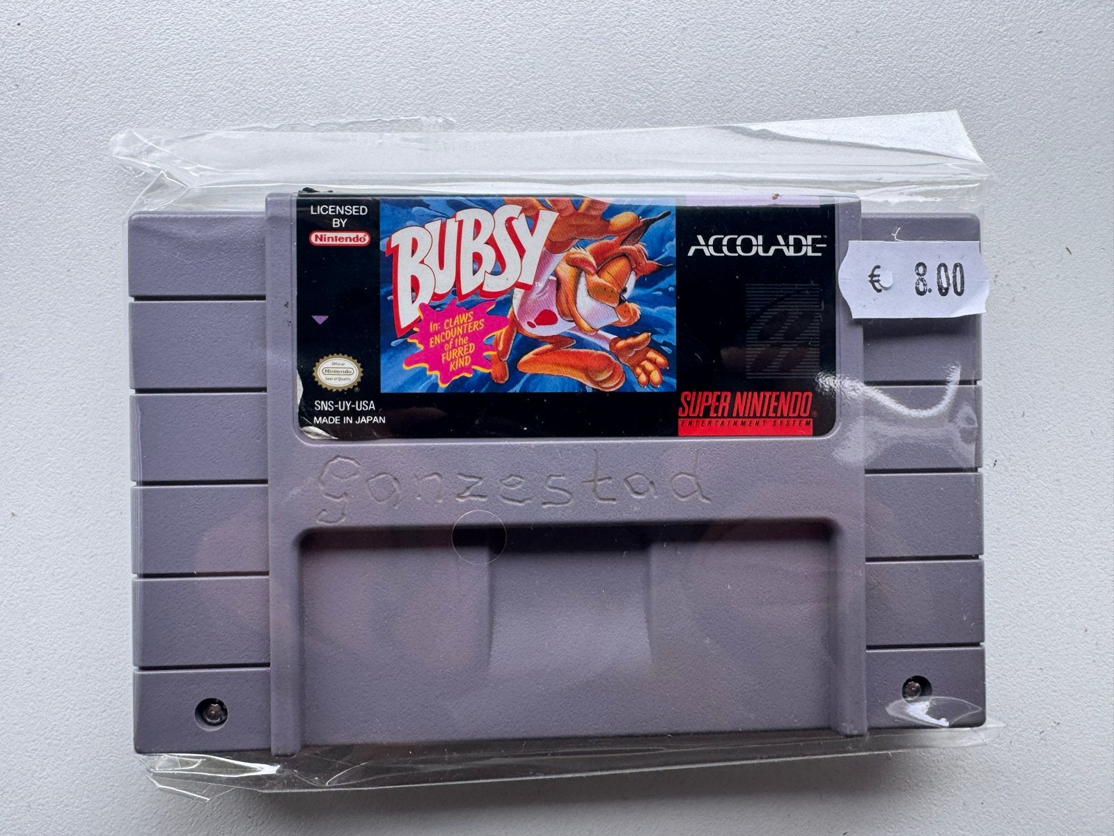 Bubsy Super Nintendo SNES Game Cartridge USA, Gebruikt, 1 speler, Ophalen of Verzenden, Platform