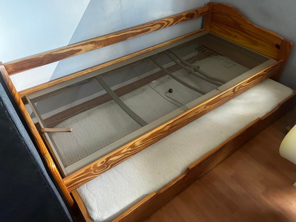 200x90 bed, Ophalen, 90 cm, Eenpersoons, Wit