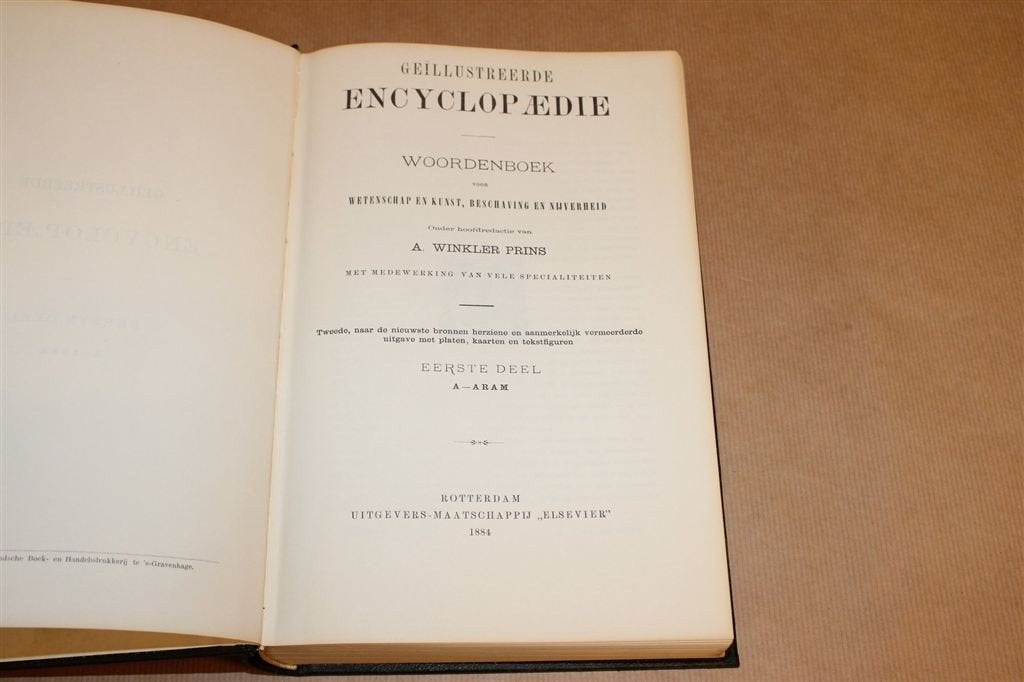 Winkler Prins [1884] Deel 1 — Met platen, kaarten etc., Ophalen of Verzenden