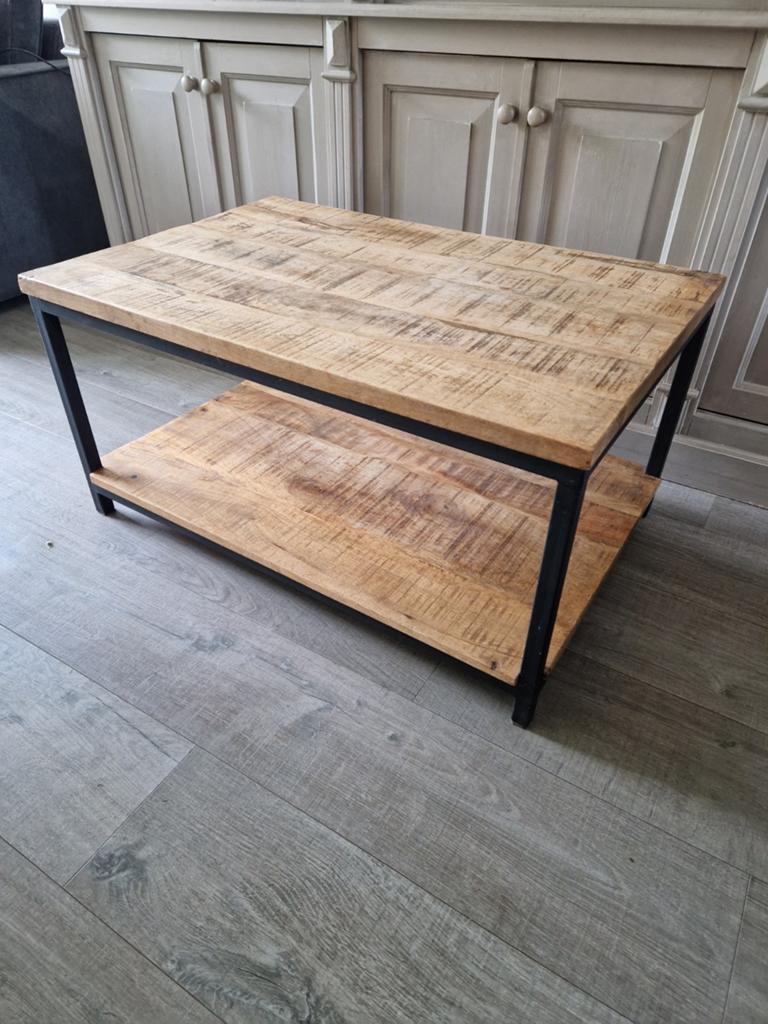 Salontafel Britt,mango houten blad, Ophalen, 50 tot 100 cm, 50 tot 100 cm, Minder dan 50 cm