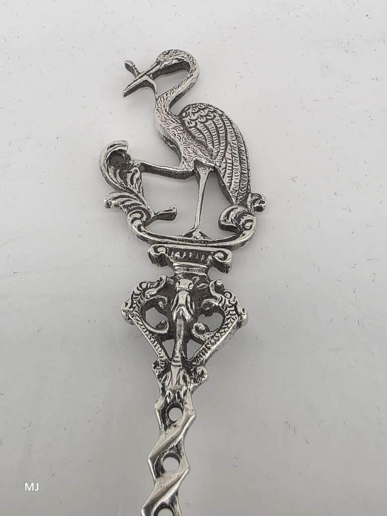 Zilveren geboortelepel "Haagse Ooievaar"                 Z35, Antiek en Kunst, Antiek | Goud en Zilver, Ophalen of Verzenden, Zilver