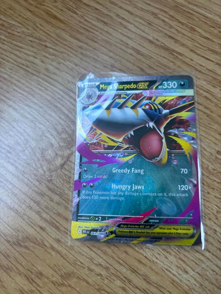 Mega Sharpedo EX Pokémon Kaart - 061/094, Ophalen, Zo goed als nieuw, Losse kaart, Foil