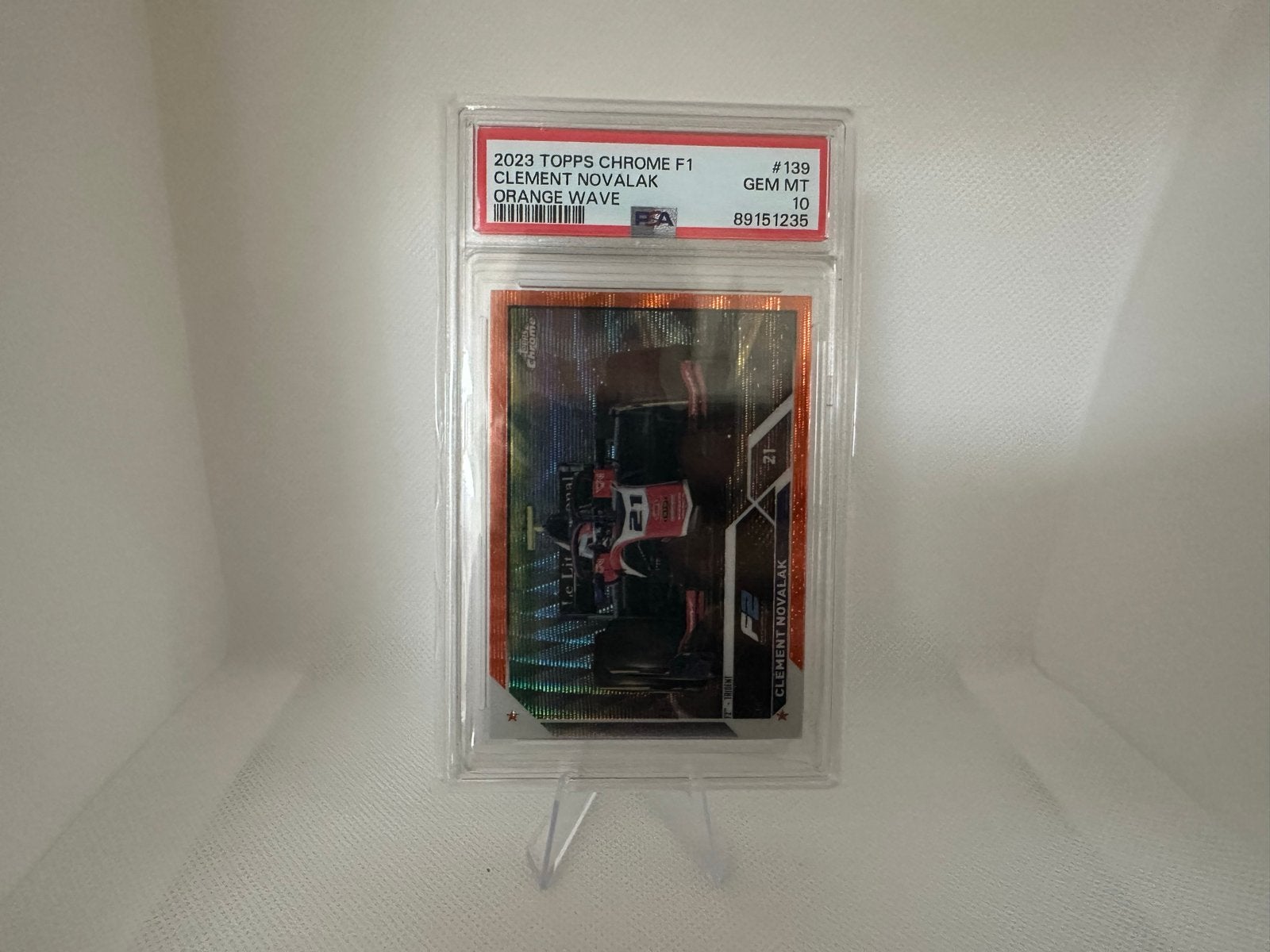2023 Topps Chrome F1, F2 Clement Novalak Orange Wave PSA 10, Verzamelen, Ophalen of Verzenden, Nieuw, Overige sporten, Spelerskaart