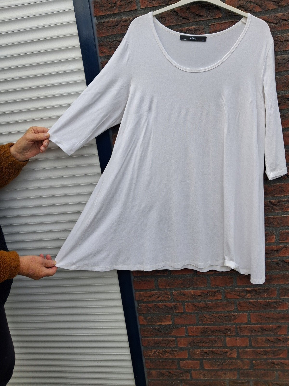 X-TWO A Lijn wijd t. shirt maat 2 wit  izgst., Kleding | Dames, Verzenden, Wit, Zo goed als nieuw, Lange mouw