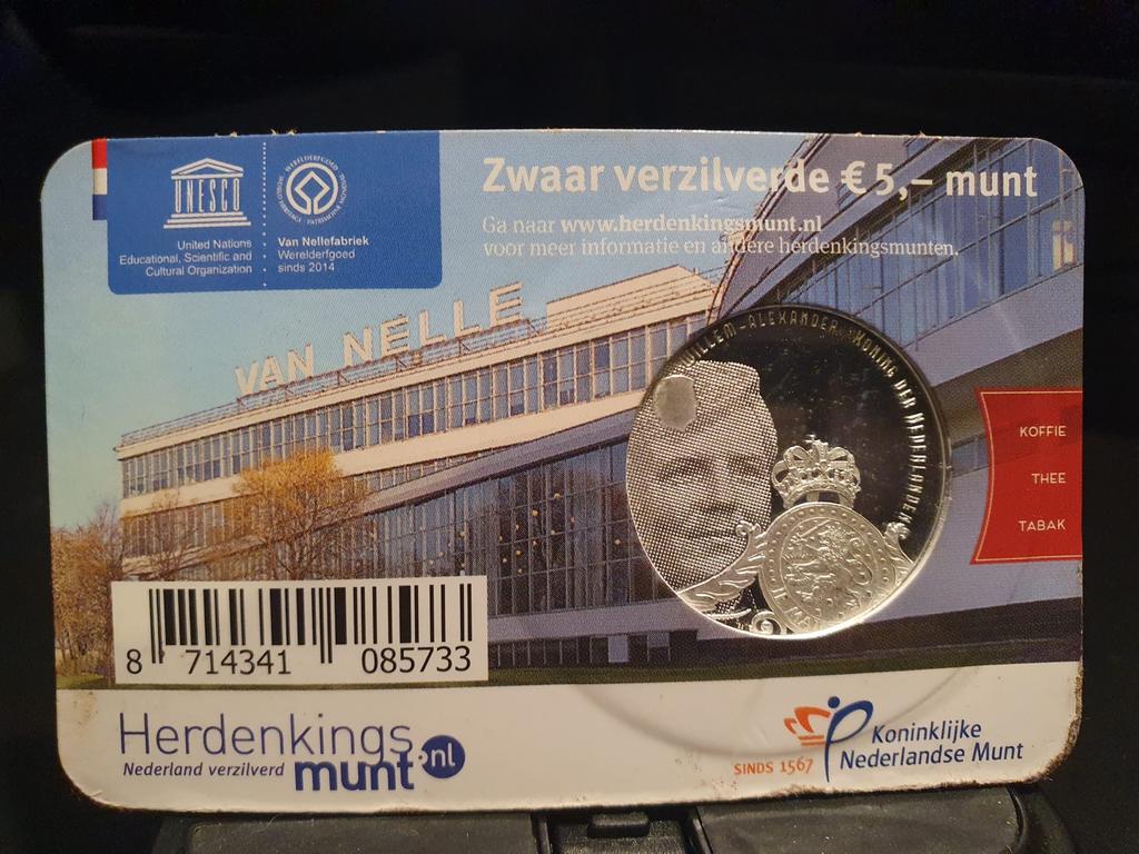 Van Nelle vijfje herdenkingsmunt 2015, Postzegels en Munten, Munten | Nederland, Koningin Beatrix, Zilver, Losse munt, Overige waardes