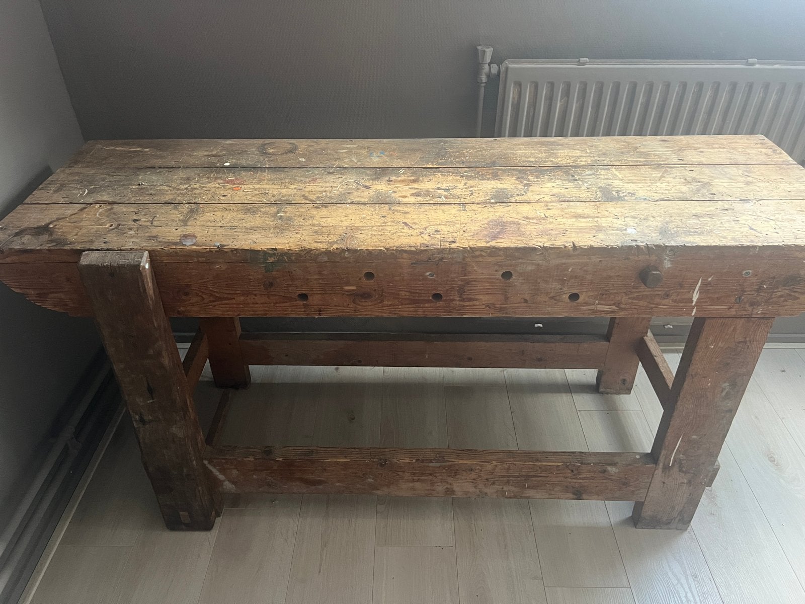 Robuuste werkbank van oud hout - 160x50x80 cm, Doe-het-zelf en Verbouw, Werkbanken, Ophalen, Gebruikt, 70 tot 120 cm