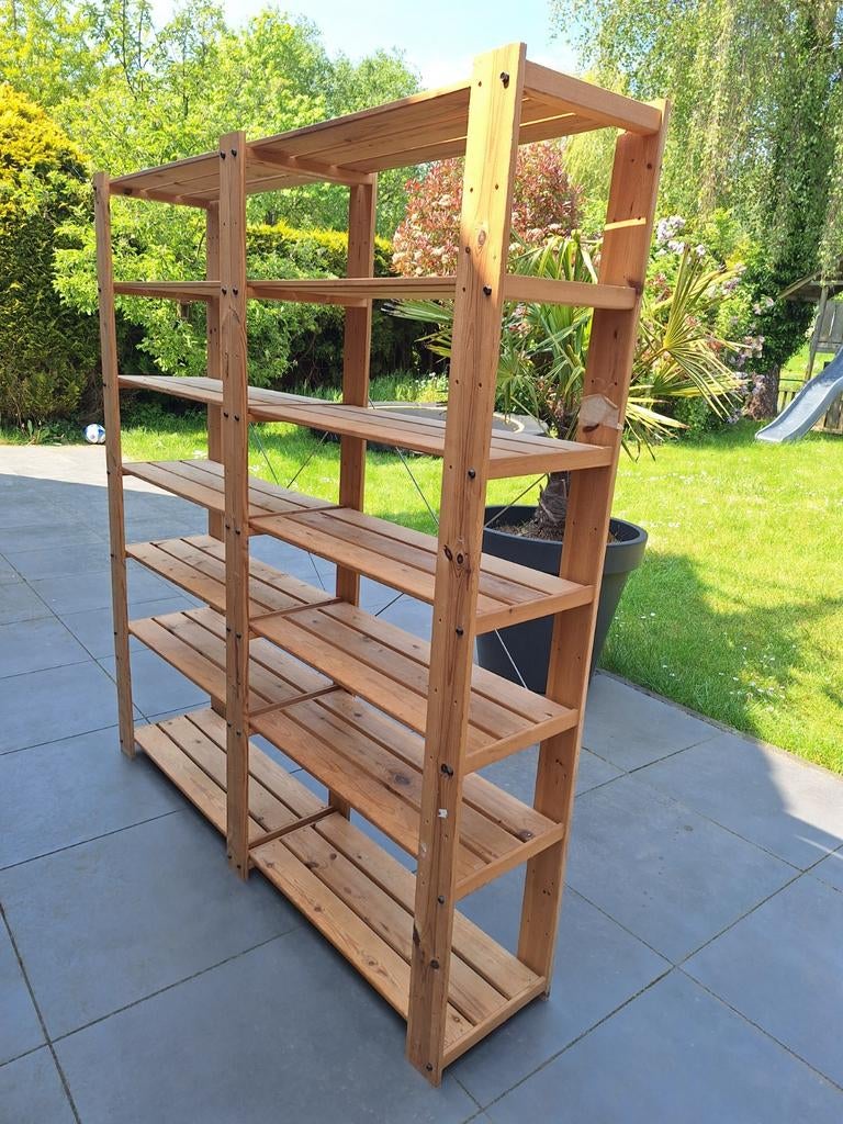 Houten Stelling kast rek hout ikea, Ophalen of Verzenden