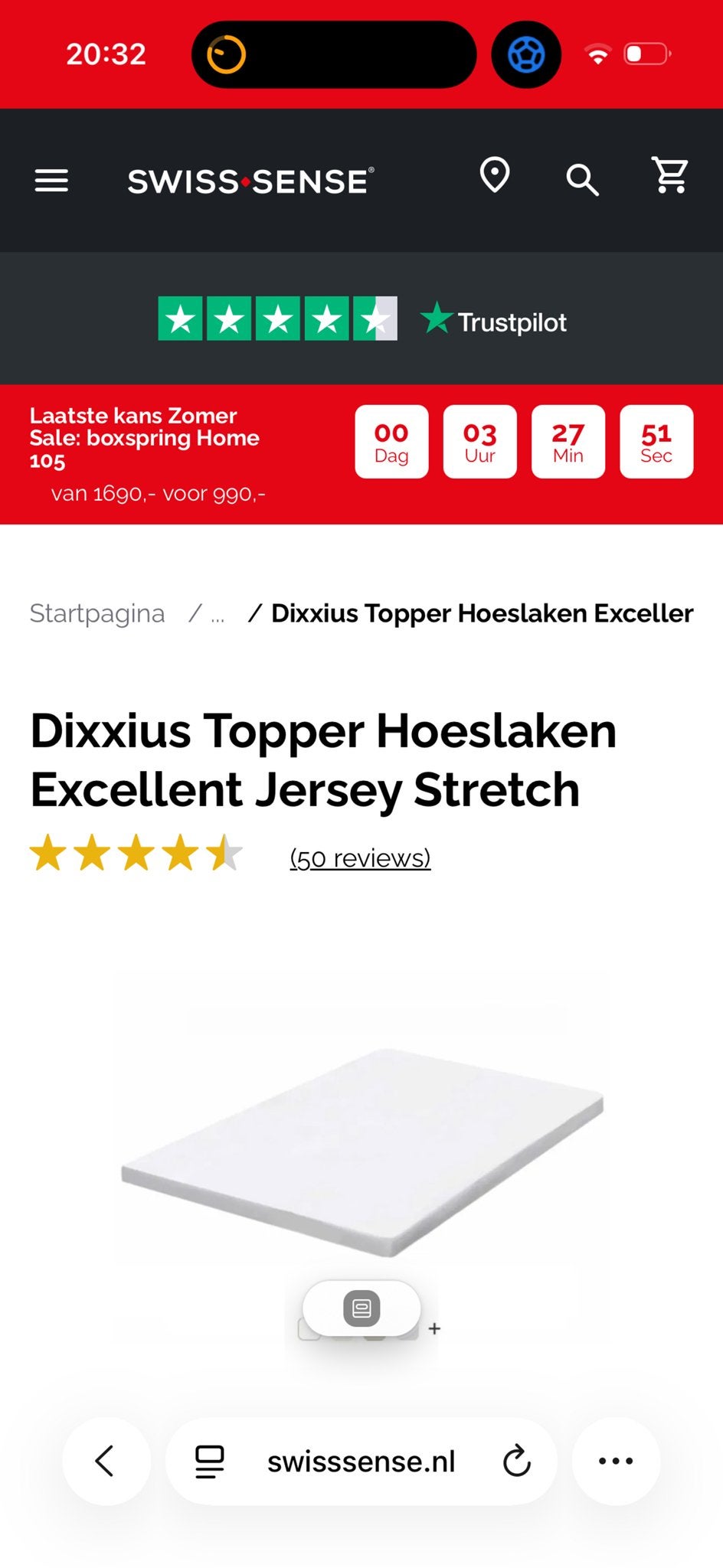 Dixxius Topper Hoeslaken Excellent Jersey Stretch Wit, Ophalen of Verzenden, Zo goed als nieuw, Overige merken, Jersey