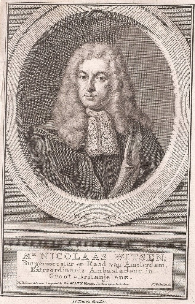 Portret Mr. Nicolaas Witsen Burgemeester en Raad Amsterdam, Origineel, Ophalen of Verzenden, Gravure, 11 cm