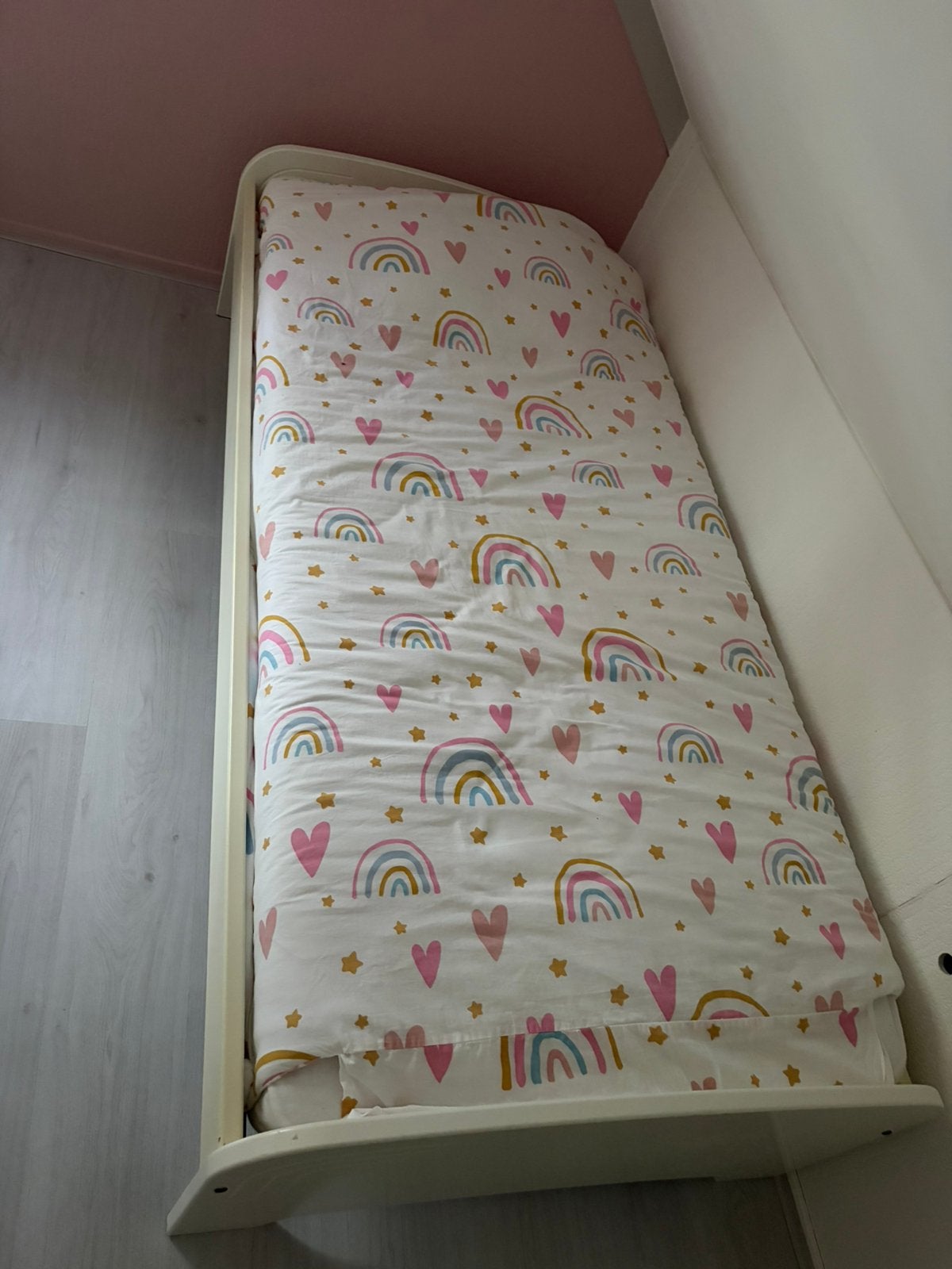 1 persoonsbed wit, Ophalen, 90 cm, Eenpersoons, Wit