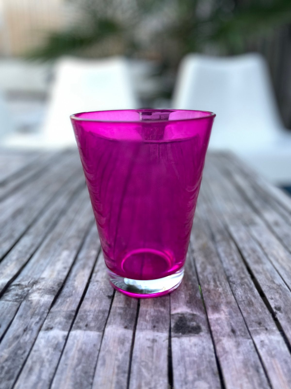 Fuchsia glazen vaas, Ophalen of Verzenden, Roze, Geschikt voor droogbloemen, Glas