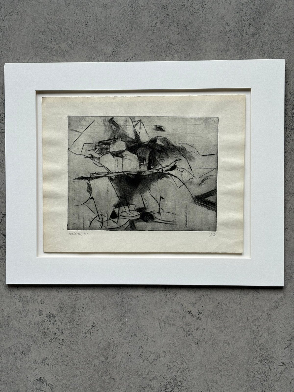 Jef Diederen, ets, a la Kandinsky, Ophalen of Verzenden
