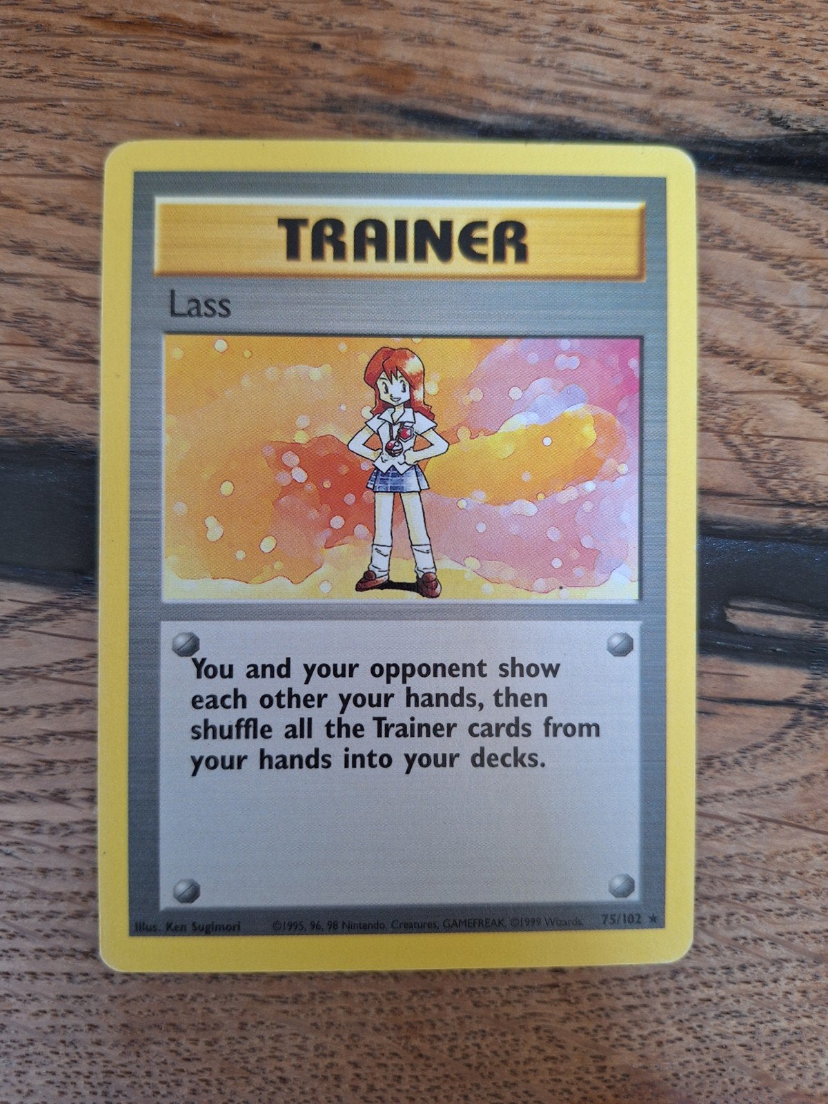 Pokemon trainer Lass 75/102 rare base set, Ophalen of Verzenden, Zo goed als nieuw, Losse kaart