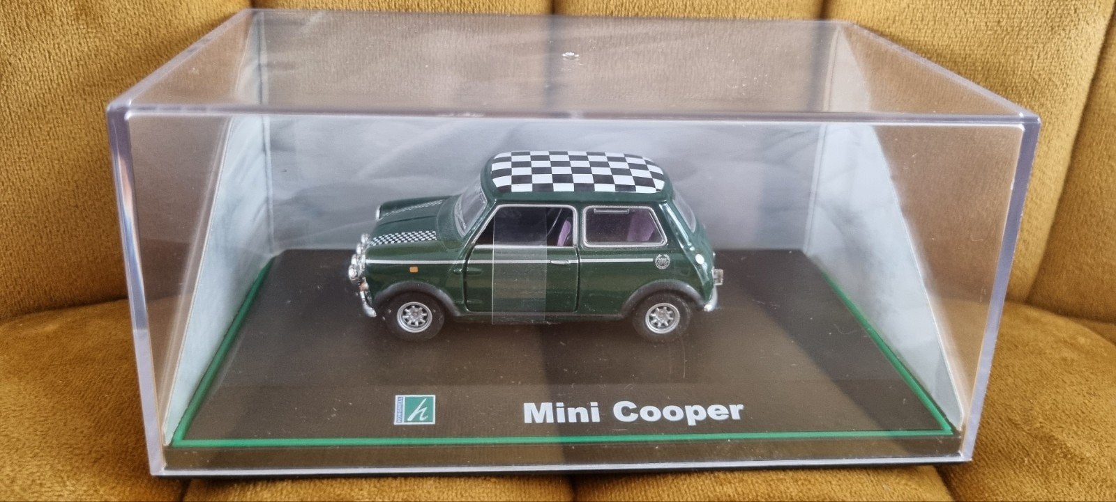 Mini Cooper Racing Green dambord dak Hongwell, Hobby en Vrije tijd, Modelauto's | 1:43, Ophalen of Verzenden, Nieuw, Auto, Overige merken