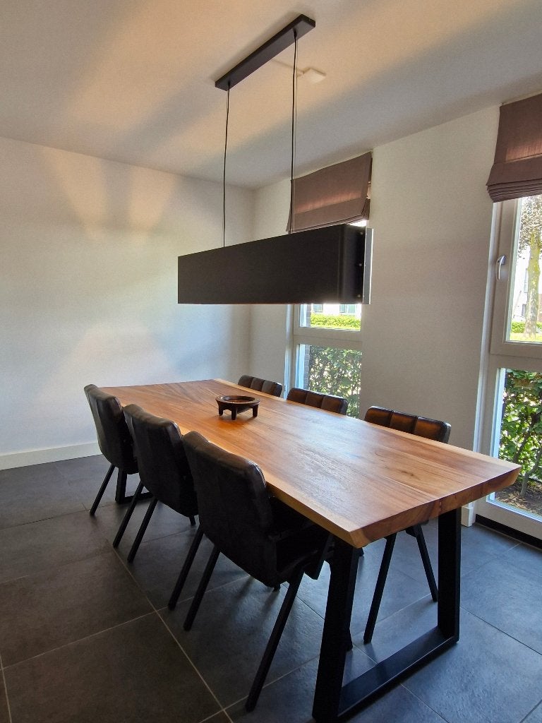 Massief suar boomstamtafel 240 x 100 cm (Piet Klerkx), Overige houtsoorten, Gebruikt, 100 tot 150 cm, 200 cm of meer