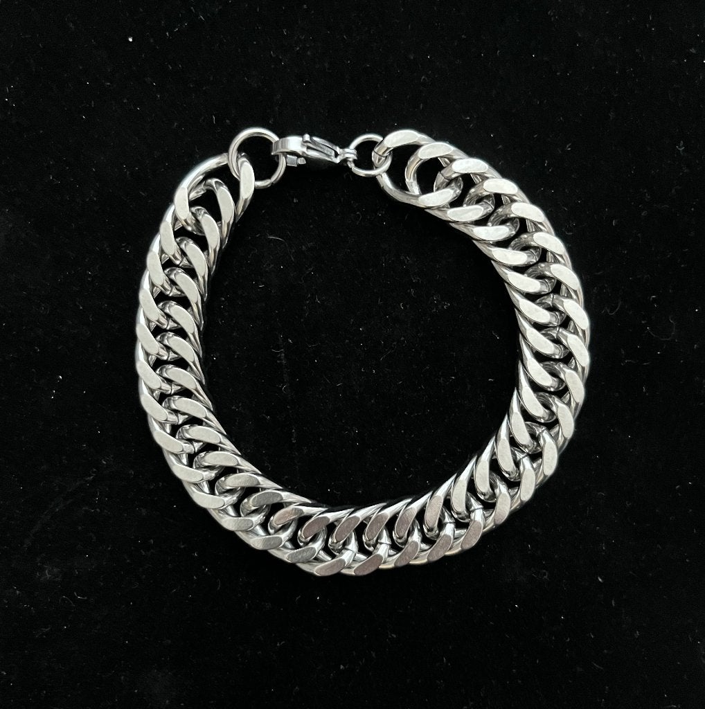 Armband Titanium massief brede schakel 22 CM -NIEUW-, Ophalen of Verzenden, Nieuw, Zilver, Overige materialen