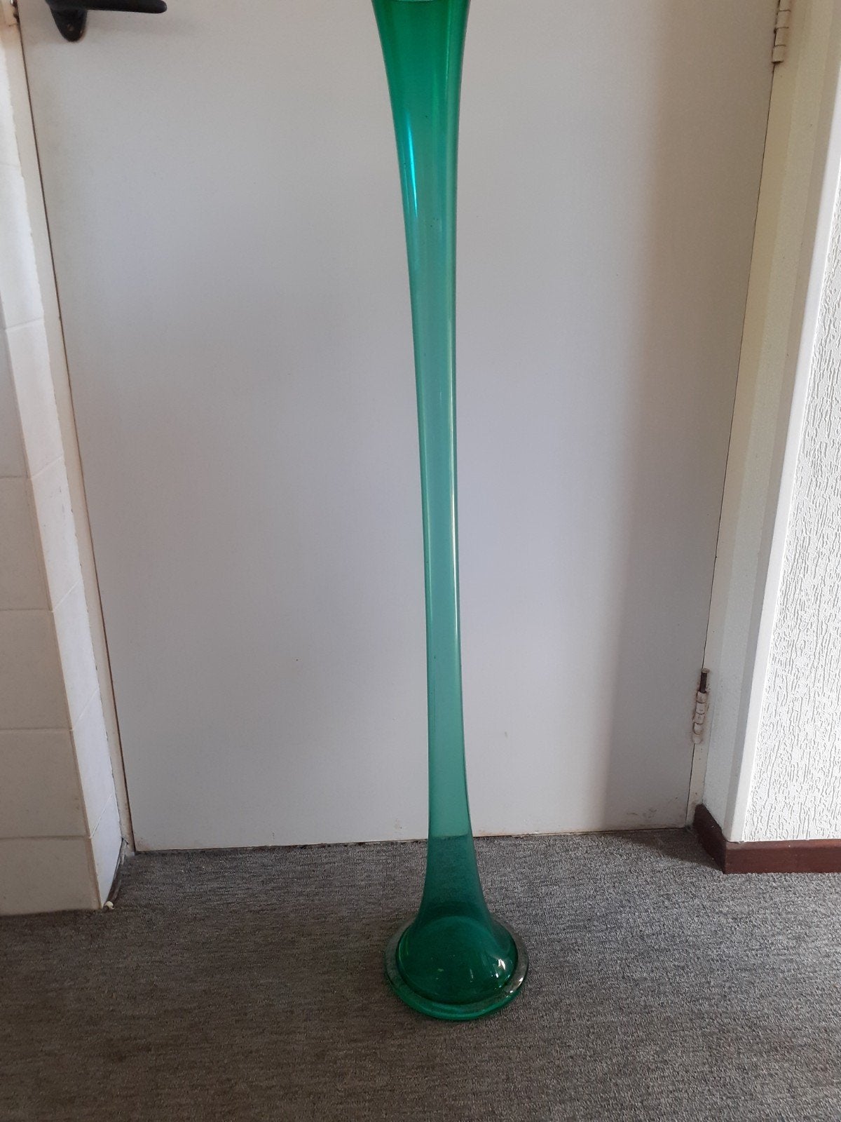 Hoge groene glazen vaas - Uniek design, Ophalen