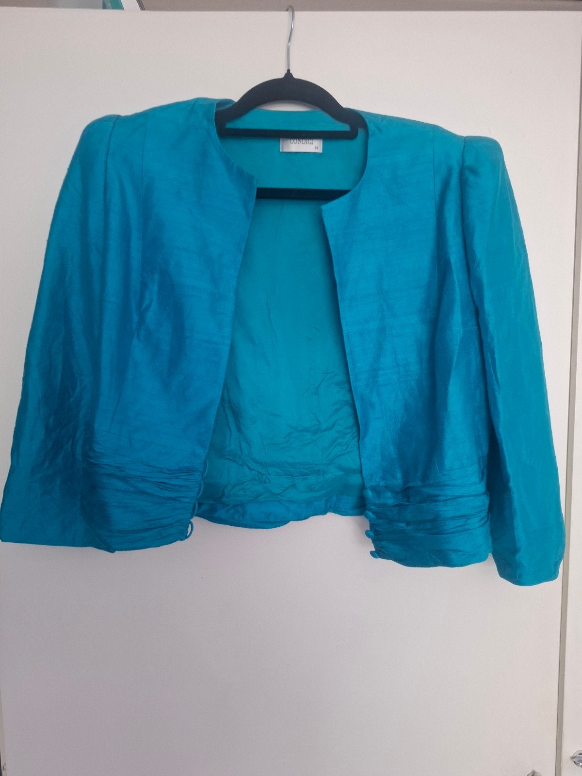 Turquoise Jasje Maat S, Ophalen of Verzenden, Zo goed als nieuw, Maat 38/40 (M), Blauw
