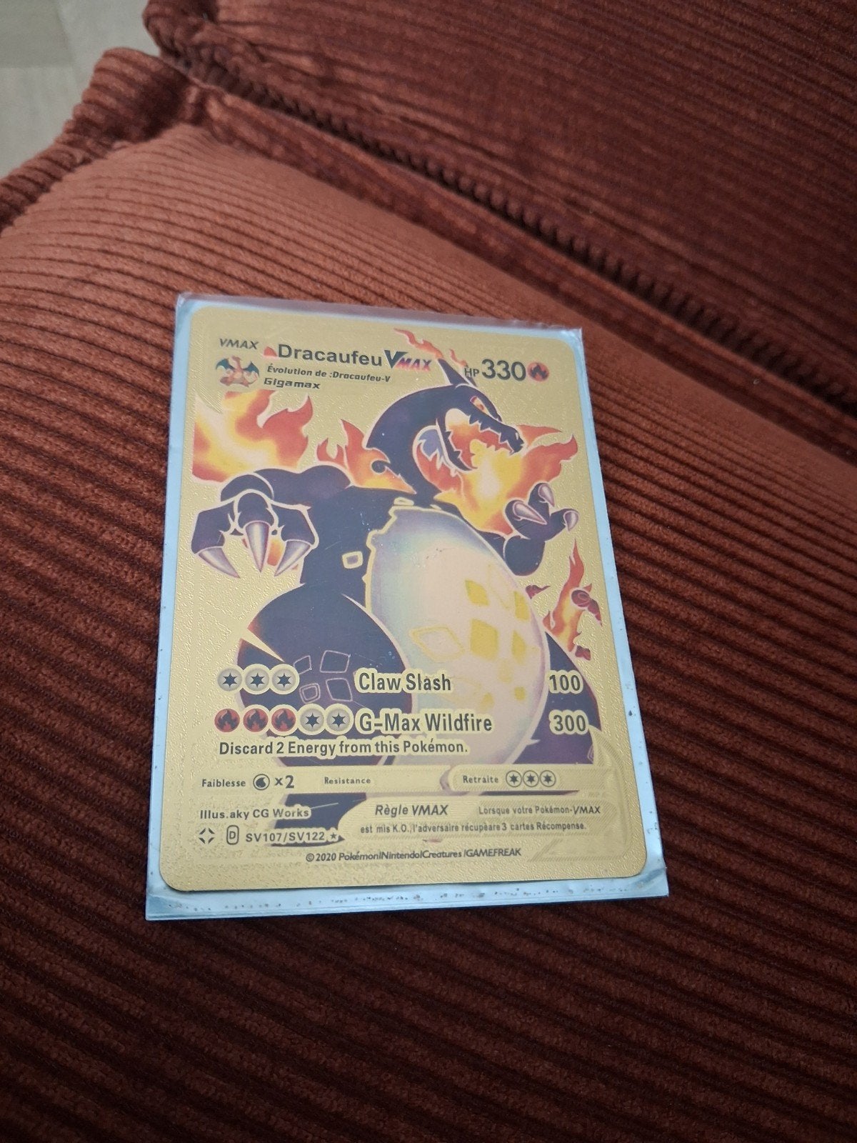 Pokémon Charizard VMAX Dracaufeu VMAX SV107/SV122, Ophalen of Verzenden, Zo goed als nieuw, Losse kaart, Foil