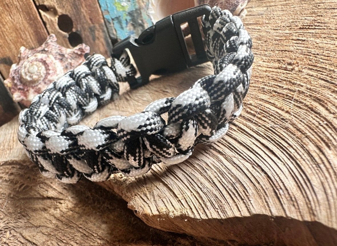 Stoere paracord armband / heren / zwart - wit, Ophalen of Verzenden, Nieuw