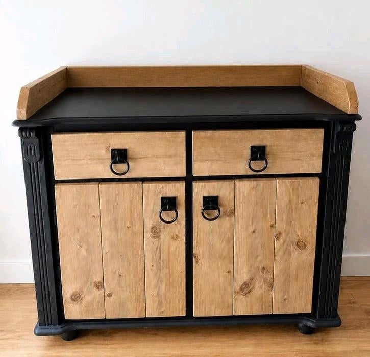 Commode/Kast 110x60x90cm - Zwart met Hout, Gebruikt, 50 tot 70 cm, Ophalen of Verzenden, 100 cm of meer