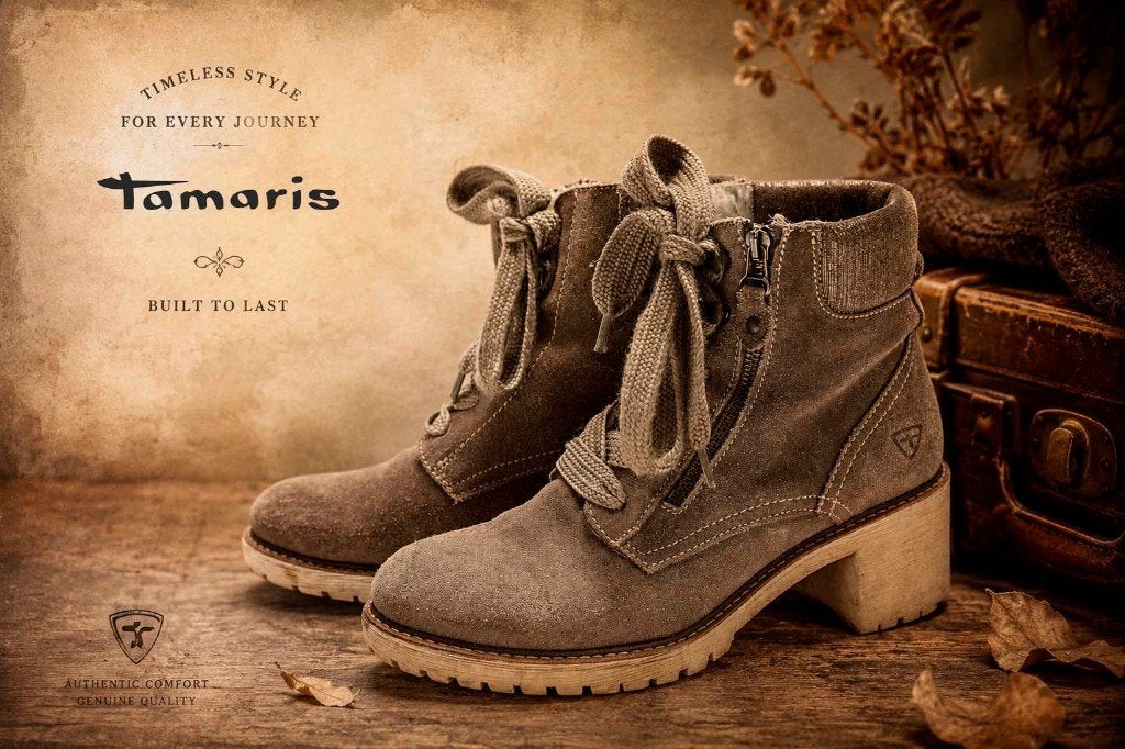Tamaris Suede Enkellaarsjes bruin met khaki veters maat 39, Tamaris, Bruin, Lage of Enkellaarzen, Ophalen of Verzenden